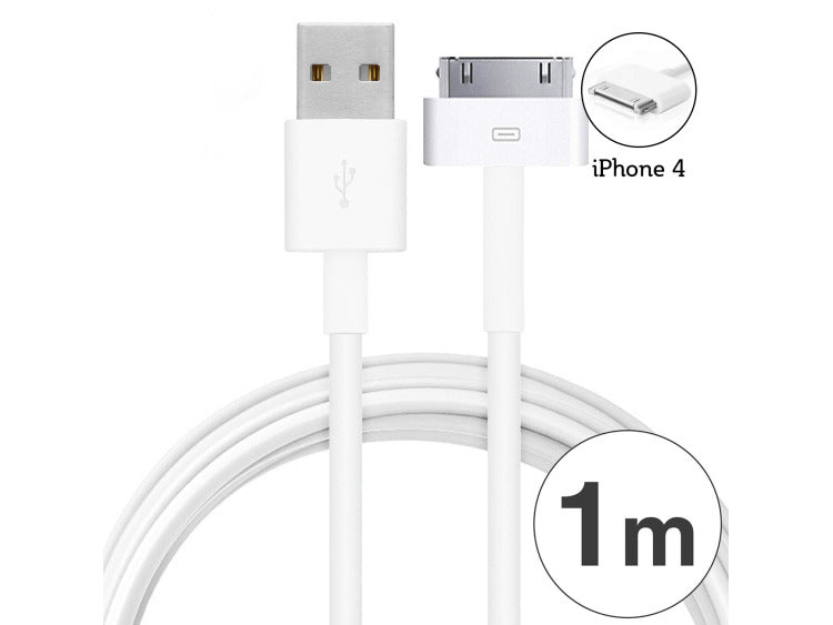 Câble USB iPhone 4 / 4S 1m 2A - Blanc