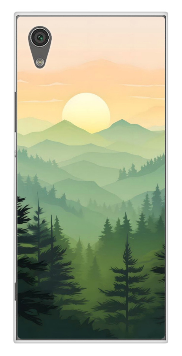 Coque Design "Dawn's Radiance" – Forêt de Pins & Montagnes au Lever du Soleil