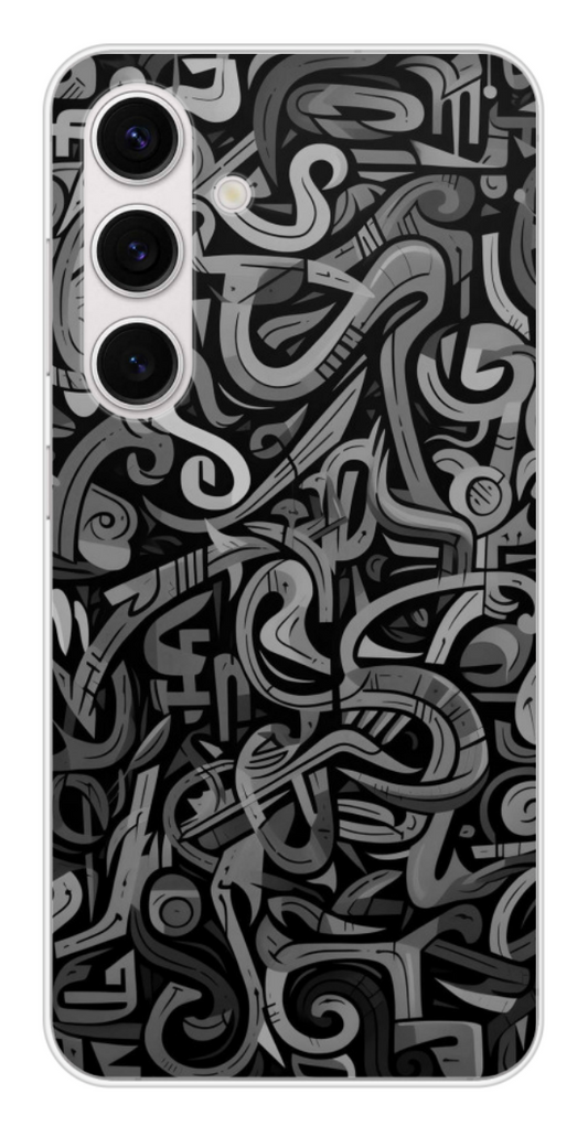 Coque Design "Mono Maze" – Abstrait Noir & Gris