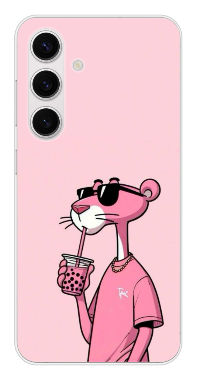 Coque Design "Cool Panther" – Style Rose & Bubble Tea