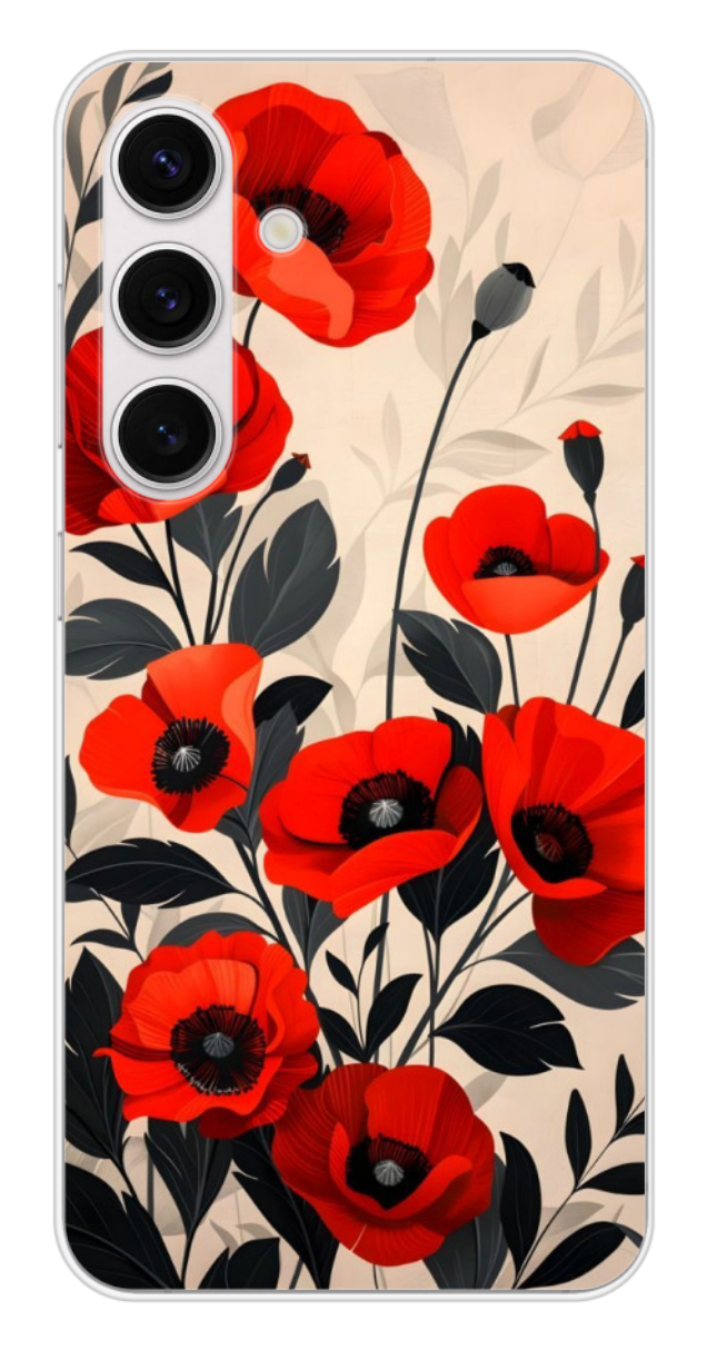 Coque Design "Red Bloom" – Coquelicots Élégants & Feuillage Sombre