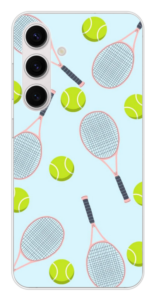 Coque Design "Tennis Fun" – Raquettes Roses & Balles Vertes