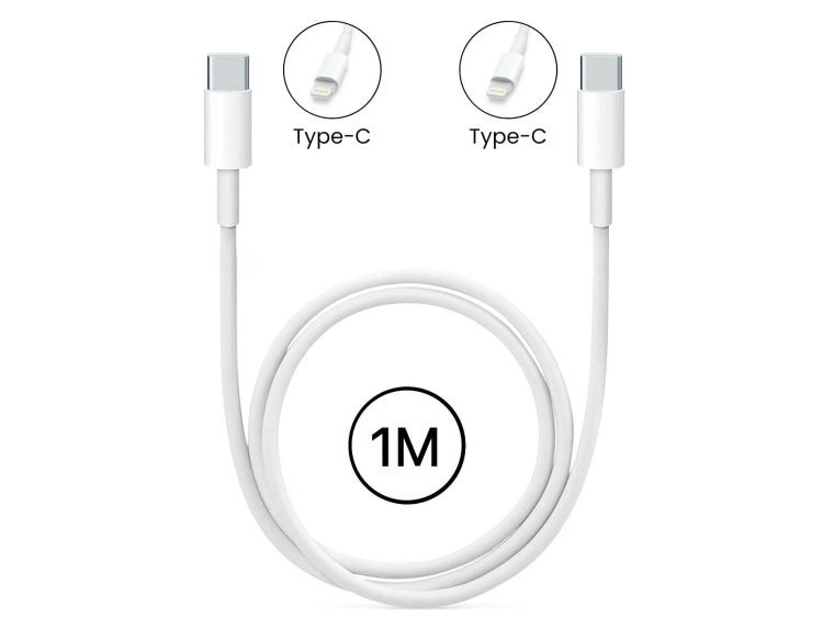 Câble USB-C vers USB-C 1m 18W 3A - Blanc
