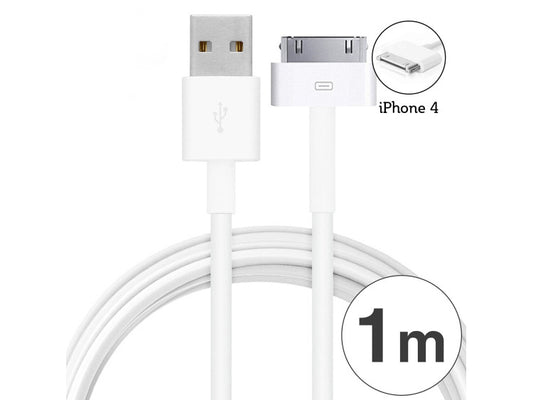 Câble USB iPhone 4 / 4S 1m 2A - Blanc