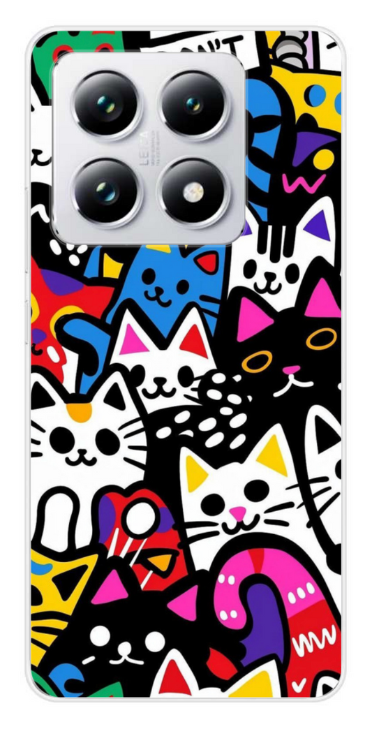 Coque Design "Happy Cats" – Chats Pop Multicolores