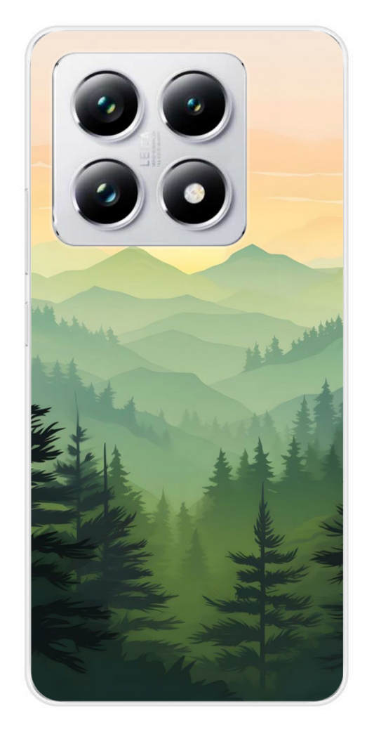 Coque Design "Dawn's Radiance" – Forêt de Pins & Montagnes au Lever du Soleil