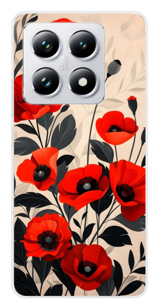 Coque Design "Red Bloom" – Coquelicots Élégants & Feuillage Sombre