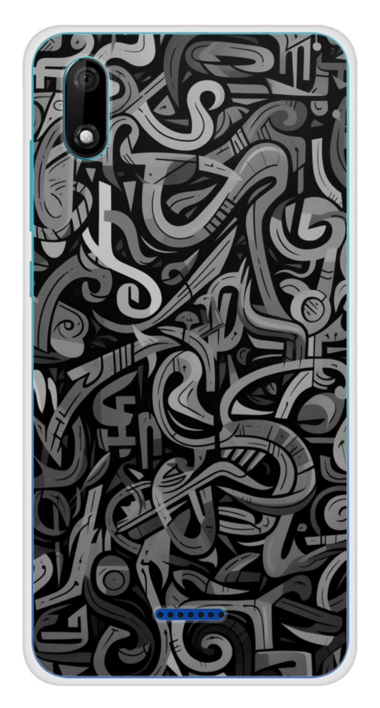 Coque Design "Mono Maze" – Abstrait Noir & Gris