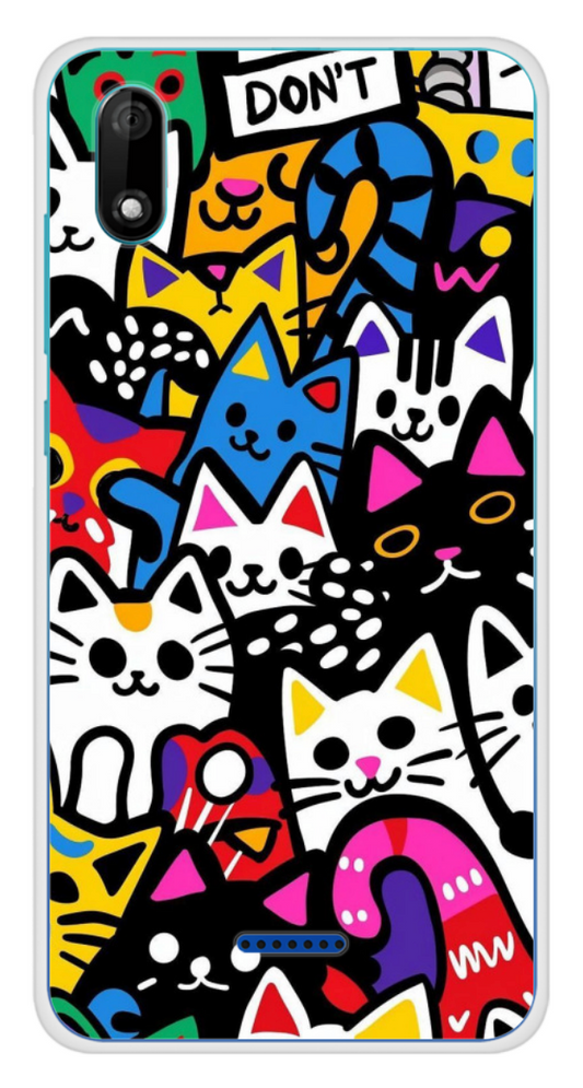 Coque Design "Happy Cats" – Chats Pop Multicolores