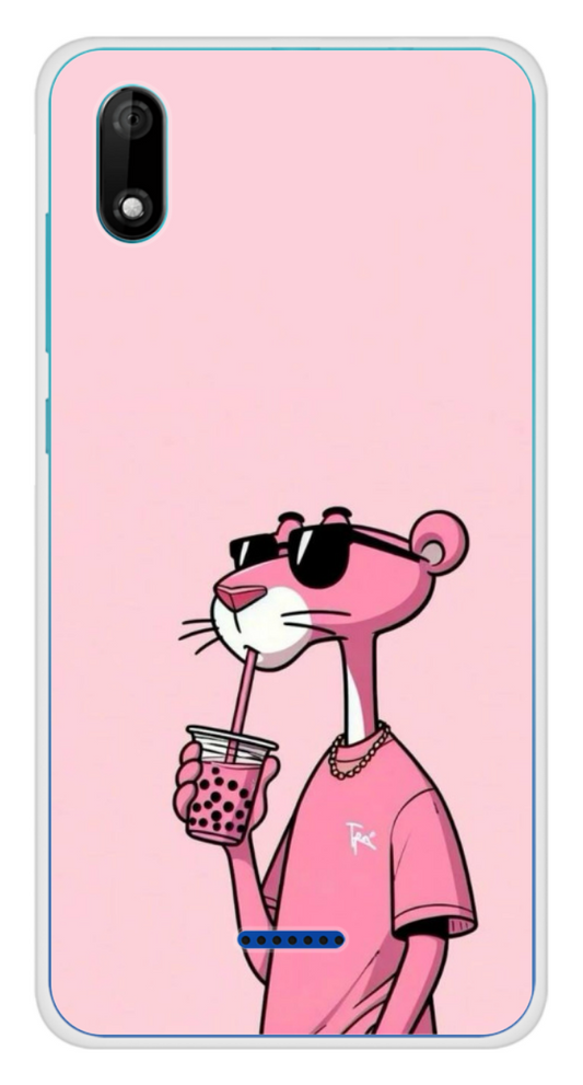 Coque Design "Cool Panther" – Style Rose & Bubble Tea