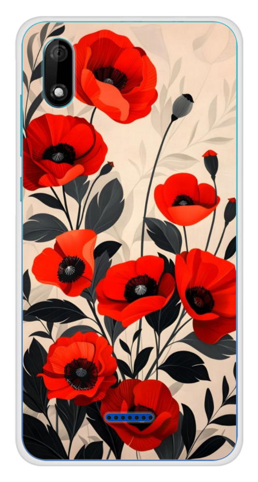Coque Design "Red Bloom" – Coquelicots Élégants & Feuillage Sombre