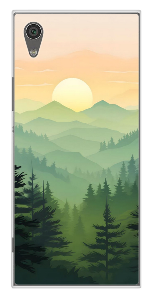Coque Design "Dawn's Radiance" – Forêt de Pins & Montagnes au Lever du Soleil