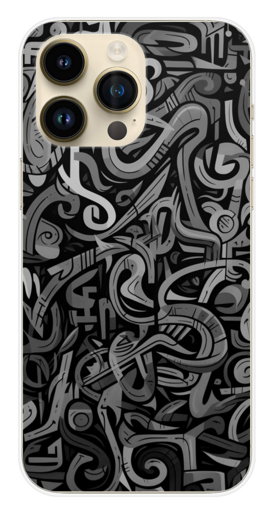 Coque Design "Mono Maze" – Abstrait Noir & Gris