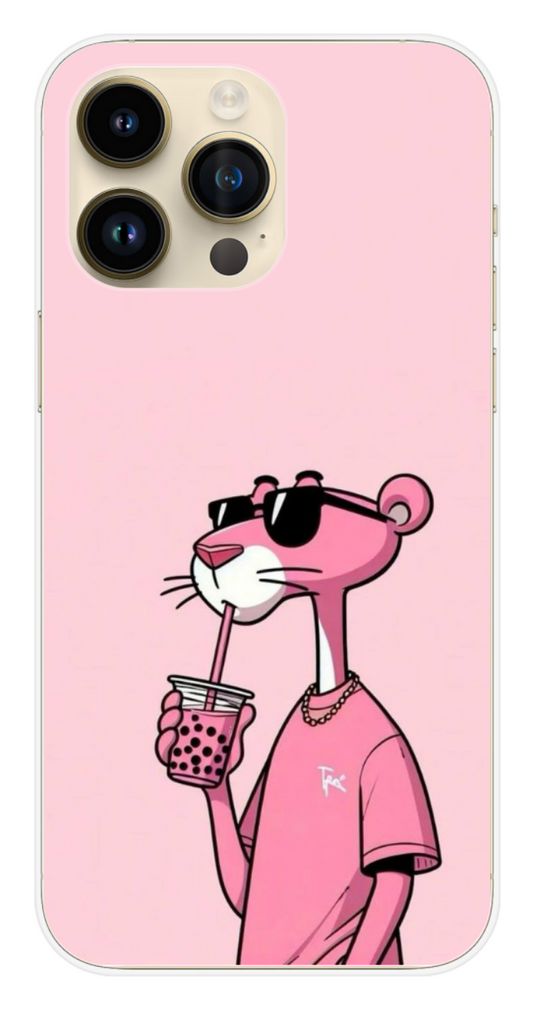 Coque Design "Cool Panther" – Style Rose & Bubble Tea