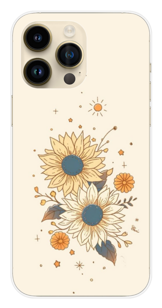 Coque Design "Sunshine Bloom" – Fleurs Vintage & Astres