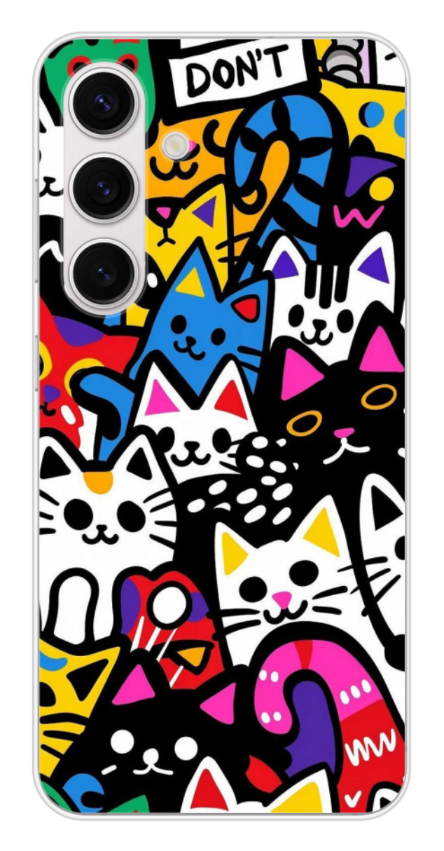 Coque Design "Happy Cats" – Chats Pop Multicolores