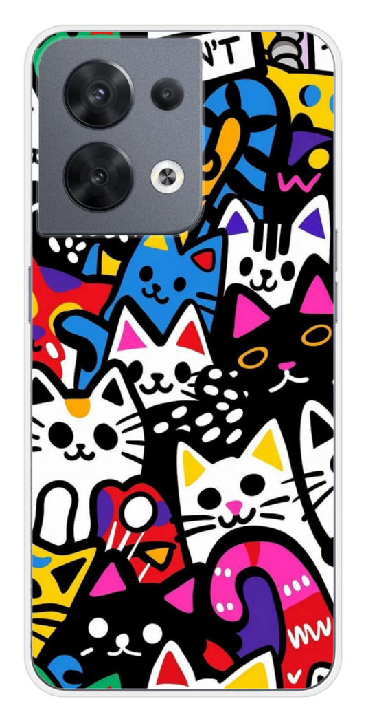 Coque Design "Happy Cats" – Chats Pop Multicolores
