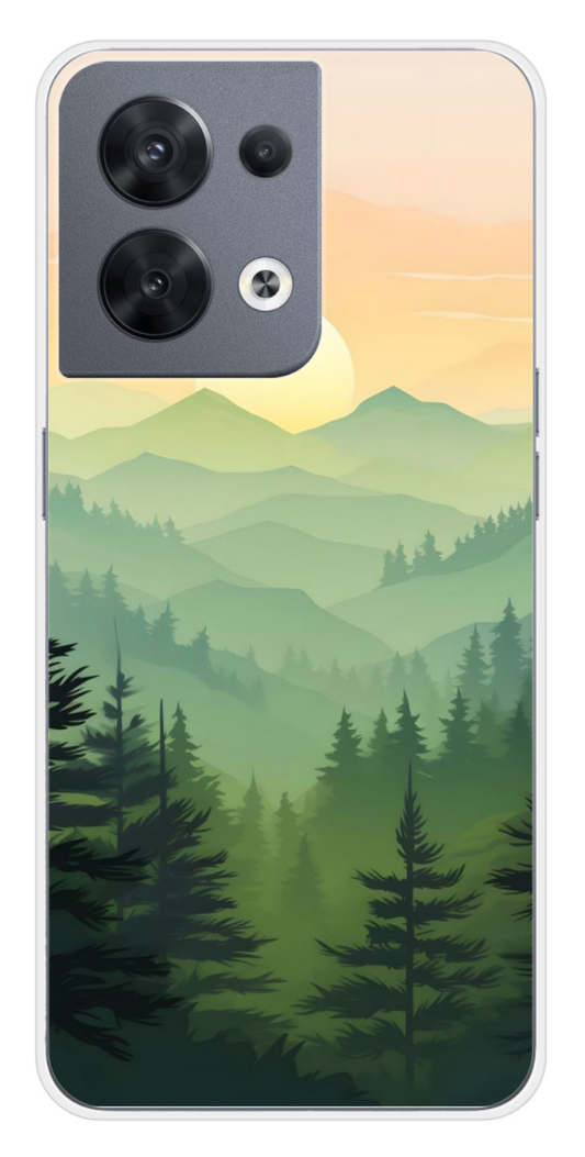 Coque Design "Dawn's Radiance" – Forêt de Pins & Montagnes au Lever du Soleil