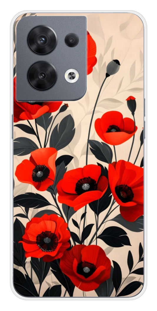 Coque Design "Red Bloom" – Coquelicots Élégants & Feuillage Sombre