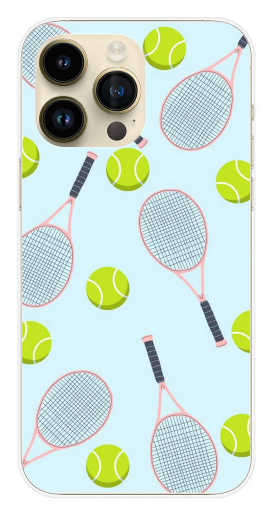 Coque Design "Tennis Fun" – Raquettes Roses & Balles Vertes