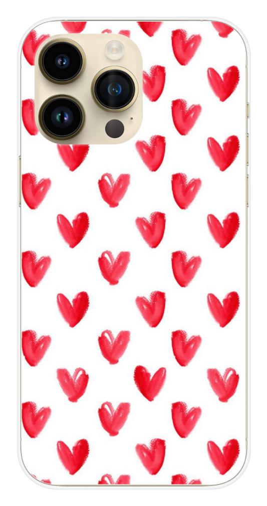 Coque Design "Heart Brush" – Cœurs Peints & Amour à l’Aquarelle