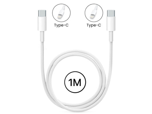 Câble USB-C vers USB-C 1m 18W 3A - Blanc