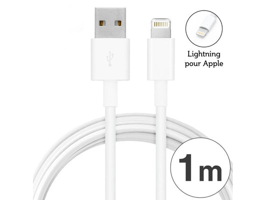 Câble USB Lightning 2A pour Apple iPhone / iPad - Blanc